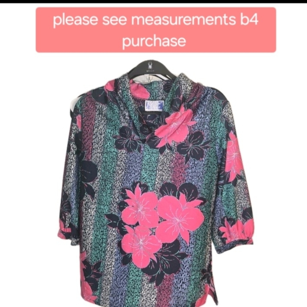 Womens Top Size M Floral Bright Stunning Artdeco 70s  Floral Disco Golf Retro